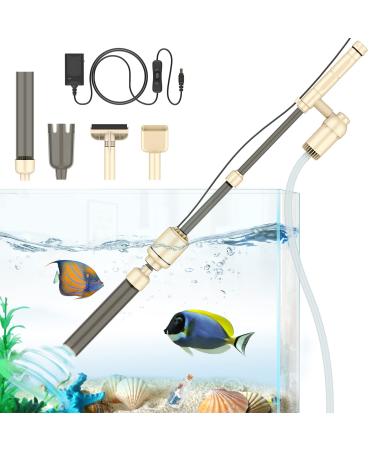 bedee Aquarium Gravel Cleaner 6 in 1 Mulmsauger Aquarium Electric Vacuum Cleaner Siphon Filter Cleaner Set with Adjustable Flow Control for Water Change and Sand Wash DC 12 V 18 W Beige
