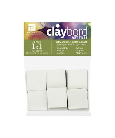 Ampersand Claybord Art Tiles 1/8th inch Flat Profile 1x1 inch Pack of 24 (CBS011)