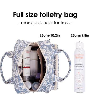 Large Blue Leaf Toiletry Bag - Travel Makeup Organizer for Women - Buy Online on SooperMarket.com