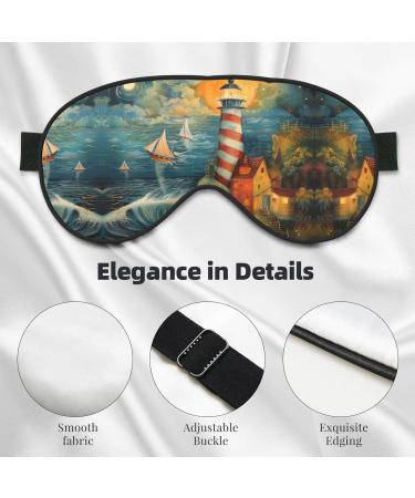 SSIMOO Seaside Lighthouse Soft Sleep Eye Mask | Breathable Eye Patch for Women | Perfect for Travel & Relaxation - Black - Buy Online on SooperMarket.com