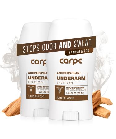 Carpe Underarm Antiperspirant Deodorant Advanced Sweat & Odor Protection Formula - Deodorant for Men & Women - Helps to Combat Excessive Sweating with Odor Control - Sandalwood (Pack of 2) Sandalwood 1.69 Fl Oz (Pack of 2)