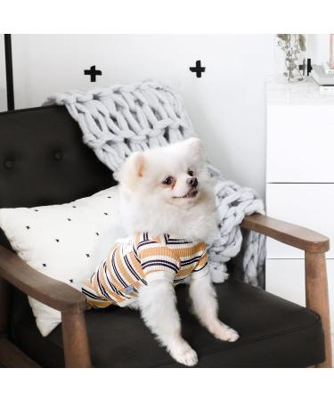 Tony Hoby Dog Suit for Men & Women | Striped Soft Cotton Overall for Dogs | Comfortable Sleepwear S Brown-Boy - Buy Online on SooperMarket.com