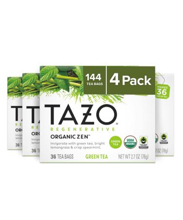 TAZO Tea Bags Green Tea Regenerative Organic Zen Tea 36 Tea Bags (Pack of 4) 36 Count (Pack of 4)