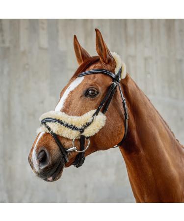 SUNRIDE Swedish bridle Oxford with reins - made of soft genuine leather with fur adjustable and anatomical (pony black) Pony black