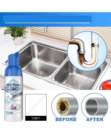Herios Drain Foam Cleaner Liquid Hair Drain Clog Remover & Cleaner Pipe Dredge Deodorant Foam Cleaner Quick Foaming Toilet Cleaner for Kitchen Sink Toilets Sinks and Tubs (2 Pcs) - Buy Online on SooperMarket.com
