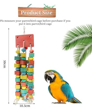 MQUPIN Bird Chewing Toy for Small Parrots - Multicolored Wooden Blocks - Ideal for Cockatiels & African Greys (S-20 inch) - Buy Online on SooperMarket.com