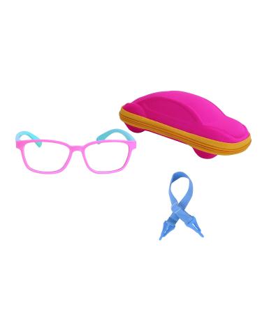 JoXiGo Computer Glasses Against Blue Light for Kids Baby Boys and Girls (3-7 Years) + Glasses Strap + Glasses Case Rose Vert