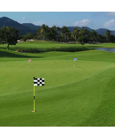 Checkered Golf Flags 8x6 Mini Putting Green Flags - 3 Pack Red/White Pin Flags | 420D Nylon Yard, Indoor, Outdoor Backyard Garden Flags - Buy Online on SooperMarket.com