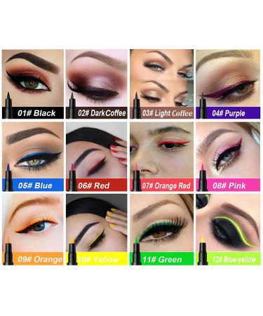 SUMEITANG 12 Pcs Matte Liquid Colored Eyeliner Set - Waterproof Neon Eye Liners for Women | Smudge Proof Rainbow Eyeliner Pencil Kit - Buy Online on SooperMarket.com