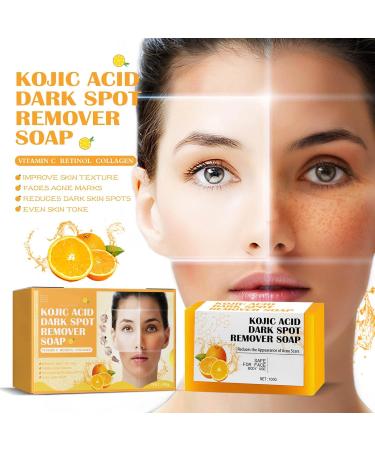 Kojic Acid Soap Kojic Acid Dark Spot Remover Soap Turmeric Kojic Acid Soap Handmade Soap for Dark Spots & Acne Scars Natural Orange Soap Bar for Face Body Wash 100g - Buy Online on SooperMarket.com