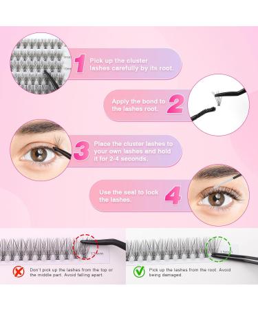 Glowing Win Single Eyelash Extensions Set - 228 PCS Cluster Lashes Kit with Bond & Applier - 0.07C 20D Individual Lashes for Stunning Looks - Buy Online on SooperMarket.com