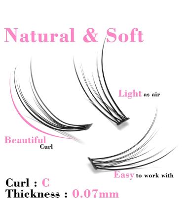 Natural Cluster Eyelash Extensions 8-14mm Mixed Pack - C Curl Fishtail Lashes 0.07mm - Buy Online on SooperMarket.com