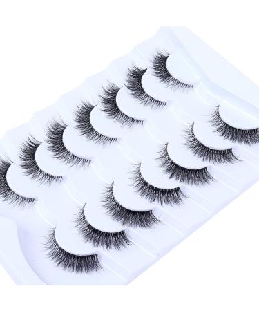 Wleec Beauty Short False Eyelashes set - 7 Pairs of 12mm Wispy Fluffy 3D Faux Mink Lashes for Natural Cat Eye Look | Clear Band | CC95 - Buy Online on SooperMarket.com