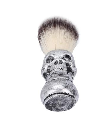 Handmade shaving brush for men bare cleaning brush with skull handle Halloween hairdresser cleaning hair brush neck dust brush (silver skull beard))