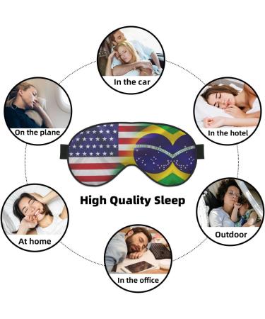 SSIMOO American & Brazilian Flags Soft Sleep Eye Mask - Breathable Eye Patch for Travel & Relaxation | Perfect for Females - Buy Online on SooperMarket.com