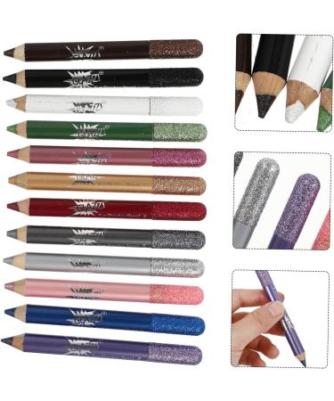 Baluue 12pcs Pearlescent Eyeshadow Pencil Eye Shadow Sticks Shimmer Eyeshadow Glitter Gel Makeup Powder 12.5X0.5cm Assorted Color - Buy Online on SooperMarket.com