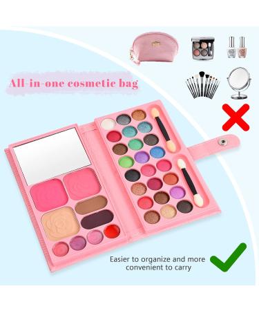 Kioiner 33 Colors Makeup Palette Set for Kids All in One Makeup Kit with 5 pcs Makeup Brushes for Girls with Eyeshadows Lipstick Blush Eyebrow Powder Shading Powder Small Makeup Brushes Mirror - Buy Online on SooperMarket.com