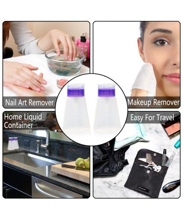 2 Pack Acetone Lockable Alcohol Pump Dispensers 180ml - Easy One-Touch Dispensing for Nail Polish, Makeup Remover, Toner - Empty Bottles - Buy Online on SooperMarket.com