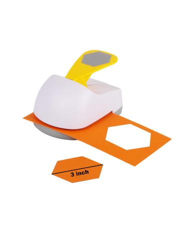 Craft Lever Punch 3 inch Hexagon Punch DIY Handmade Paper Punch (White 3inch Hexagon)
