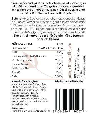 Fine Mills Buckwheat - Gently Roasted 100% GMO-Free Vegan 5x1000g | Premium International Shipping - Buy Online on SooperMarket.com