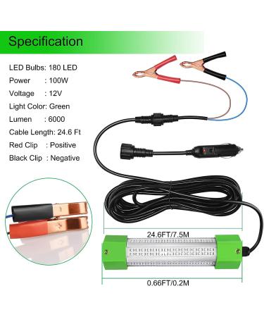 Ankey 12V 100W 6000 Lumen LED Fish Bait Crappie Luring Light - Submersible Night Fishing Lure with 24.6 Ft Cord - Buy Online on SooperMarket.com