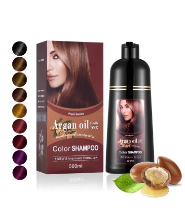Instant Black Hair Dye Shampoo 3 in 1 100% Gray Coverage Argan Oil Hair Coloring for Men Women Easy To Use Natural Color for All Hair Types 500ml
