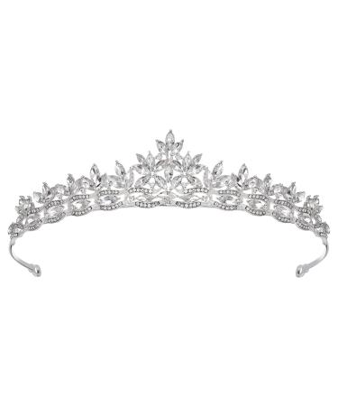 SWEETV Rhineshtone Wedding Tiara for Bride & Flower Girls - Princess Tiara Headband Bridal Crown  Bridal Hair Accessories for Women  Silver+Clear