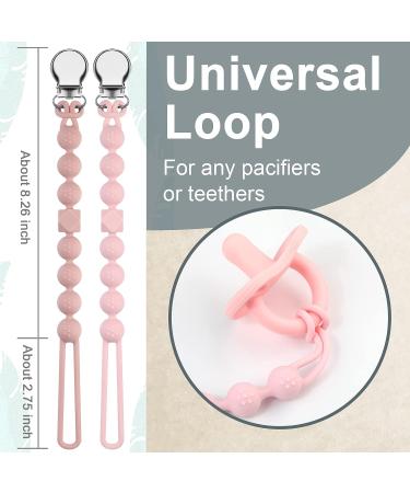 Silicone Pacifier Clip for Boys Girls in Quartz Pink | Binky Holder Strap for Baby Shower | Flexible Texture for Safety and Style - Buy Online on SooperMarket.com