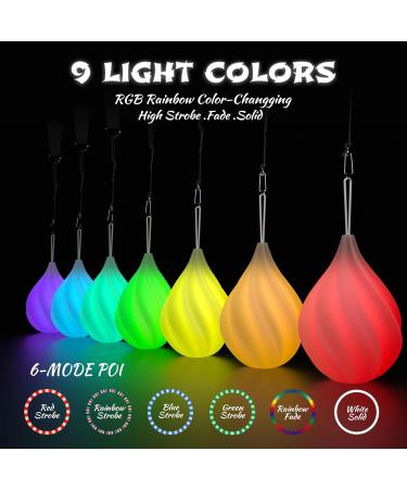 LED POI Balls Set - Beginner & Professional Juggling with Rainbow Colors & Strobe Effect | Premium Light POI Balls for Kids & Adults - Buy Online on SooperMarket.com