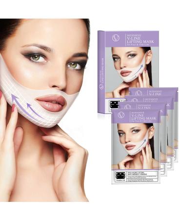 Nmbol V-Shape Facial Mask 4 Pieces Face Mask in V-Shape Firming Ear Hook Mask Double Chin Face Mask in V-Shape Face Skin Moisturising for Firming Pull-Up Mask in V-Shape