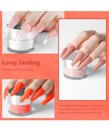 Lavender Violets 12 Pcs Dip Powder Nail Kit Skin Nude White Red Shimmer Orange Colours Dipping Powder Liquid Set with 2in1 Base & Top Coat Activator for French Nail Art Manicure M212 Nude Red - Buy Online on SooperMarket.com