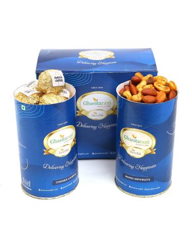 Jaiccha Ghasitaram Channa Laddoo and Mix Dryfruits Cans|Gift for Diwali Gifts Holi Rakhi Valentine Christmas Birthday Anniversary Her Him|
