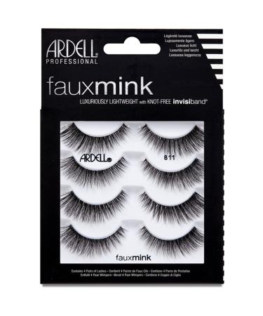 Ardell Multipack Lashes Faux Mink 811-12 pairs & duo Brush eyelash glue Dark - 2 Packs 5 Count