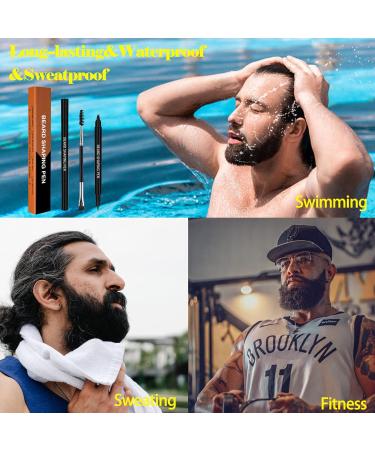 Real Beard Pen - Natural Waterproof Beard Filler & Color Pencil | Long-Lasting Sweatproof Brush for Beard & Eyebrow Definition - Black - Buy Online on SooperMarket.com