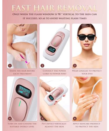 IPL Hair Removal Device for Women and Men - 999,000 Flashes, 5 Energy Levels, 2 Modes, Painless Hair Remover - A-rose Gold - Buy Online on SooperMarket.com