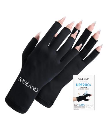 SAVILAND UV Gloves for Nails: Professional UPF200+ UV Gloves for Gel Manicures Anti UVA & UVB 999+ Gloves for Gel Nail Lamp Fingerless UV Light Gloves for Gel Nails Prevent Hands from UV Harm (Black) 1a-no.1 Uv Gloves for Nails