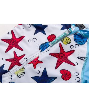 BONVERANO Baby Boys Swimsuit 6-9 Months Blue Star | UPF 50+ Full-Zip Hoodie One Piece Swimwear - Buy Online on SooperMarket.com
