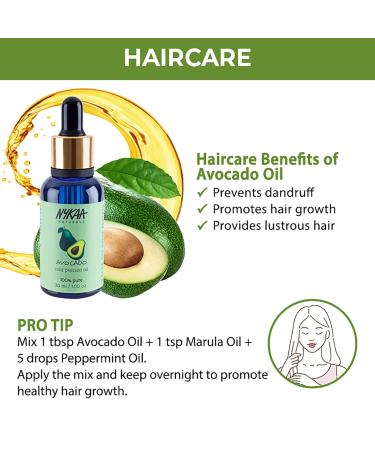 Nykaa Naturals Avocado Oil - 100% Pure Cold Pressed Hair & Face Oil for Growth Dandruff & Acne Relief - 1.01 oz - Buy Online on SooperMarket.com
