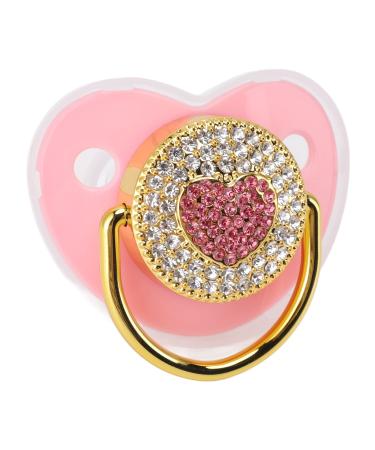 Baby Pacifier - Heart Shape Shinning Baby Soother Nipple Personalized Pacifier Glitter Crystal Luxurious Dummy Ideal Gift Bling Pacifier for Girl Baby Shower Newborn Photography (Pink)