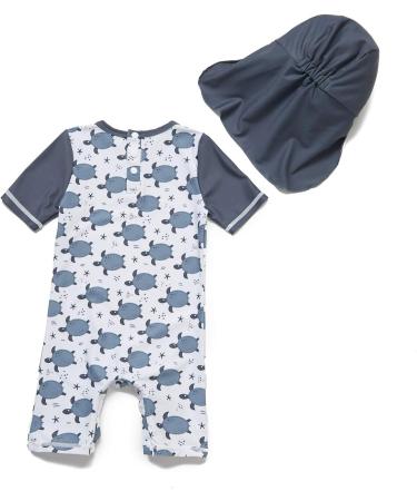 BONVERANO Baby Boys Swimsuit - Toddler Bathing Suit with UPF 50+ Sun Protection | Short-Sleeve Zipper One Piece Swimwear | 2-3 Years, Grey Turtle - Buy Online on SooperMarket.com