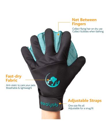 COOLJOB Patented Pet Grooming Gloves with Web - Reusable & Washable Brush for Dogs, Cats, Horses - Hair Remover & Massage Tool - Shedding Supplies for Washing & Bathing - Men's One Size - Buy Online on SooperMarket.com