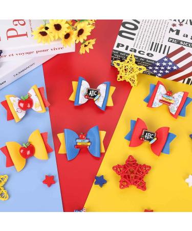 Whaline Back to School Bow Hair Clips - 6Pcs Apple Book Blackboard Hair Bows for Girls, PU Leather Hair Barrettes for Classroom, Kindergarten Students - Buy Online on SooperMarket.com