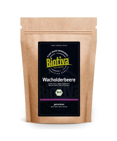 Biotiva Juniper Berries Whole Organic 250g - bot. Juniperus - for Seasoning Food and preparing Tea - Controlled and Bottled in Germany