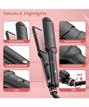 Shop 4 in 1 Hair Crimper for Women - Ceramic Waver & Flat Iron Fast Heating Hair Tool in Rose Gold - Buy Online on SooperMarket.com