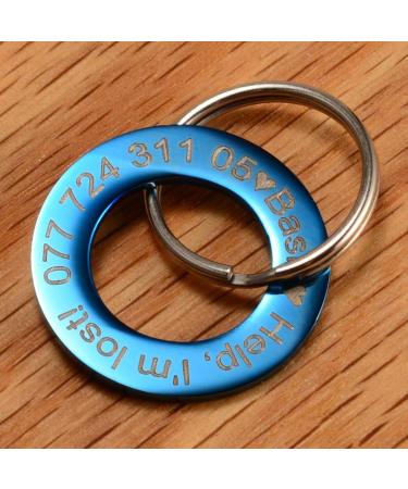 Shop LYL Blue Stainless Steel Dog Tag - Deep Engraved Front & Back Ring Shape (Small) - Perfect for International Shipping! - Buy Online on SooperMarket.com