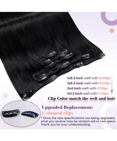 LAAVOO Real Hair Clip-In Extensions - Double Tress Remy Human Hair Black 55cm 70g 5pcs | Perfect for International Shipping - Buy Online on SooperMarket.com
