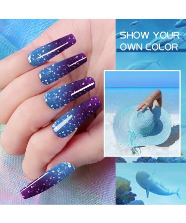 28g Blue & Purple Glitter Color Change Dip Powder Nails - Long-lasting No UV Light Needed (W-No.5) | International Shipping - Buy Online on SooperMarket.com
