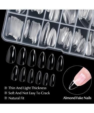 AORAEM 240PCS Clear Almond Stiletto False Nail Tips - Oval Shape Acrylic Fake Nails for DIY - Buy Online on SooperMarket.com
