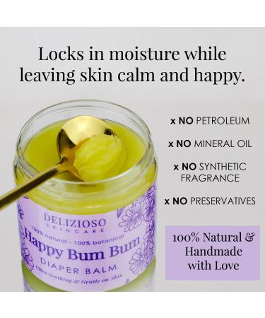 Happy Bum Bum Diaper Baby Balm - 100% Natural Calendula Chamomile Lavender Herbal Infused Moisturizer - for Eczema & Dry Skin - Handmade & Cruelty-Free - 4 oz - Buy Online on SooperMarket.com