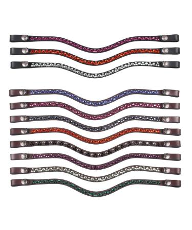 Netproshop leather forehead straps Eldorado wave shape with rhinestone for bridle COB/Full Groesse: Full color: Braun-Tangerine Braun-Tangerine Full